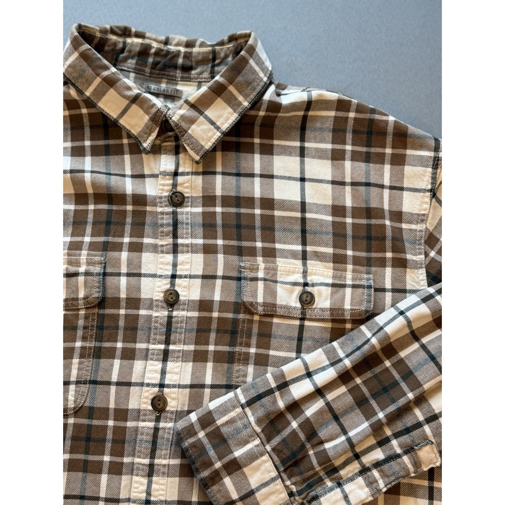 GH Bass Vintage Men's Brown Plaid Workwear Shirt Outdoor‎ Flannel Size Large L